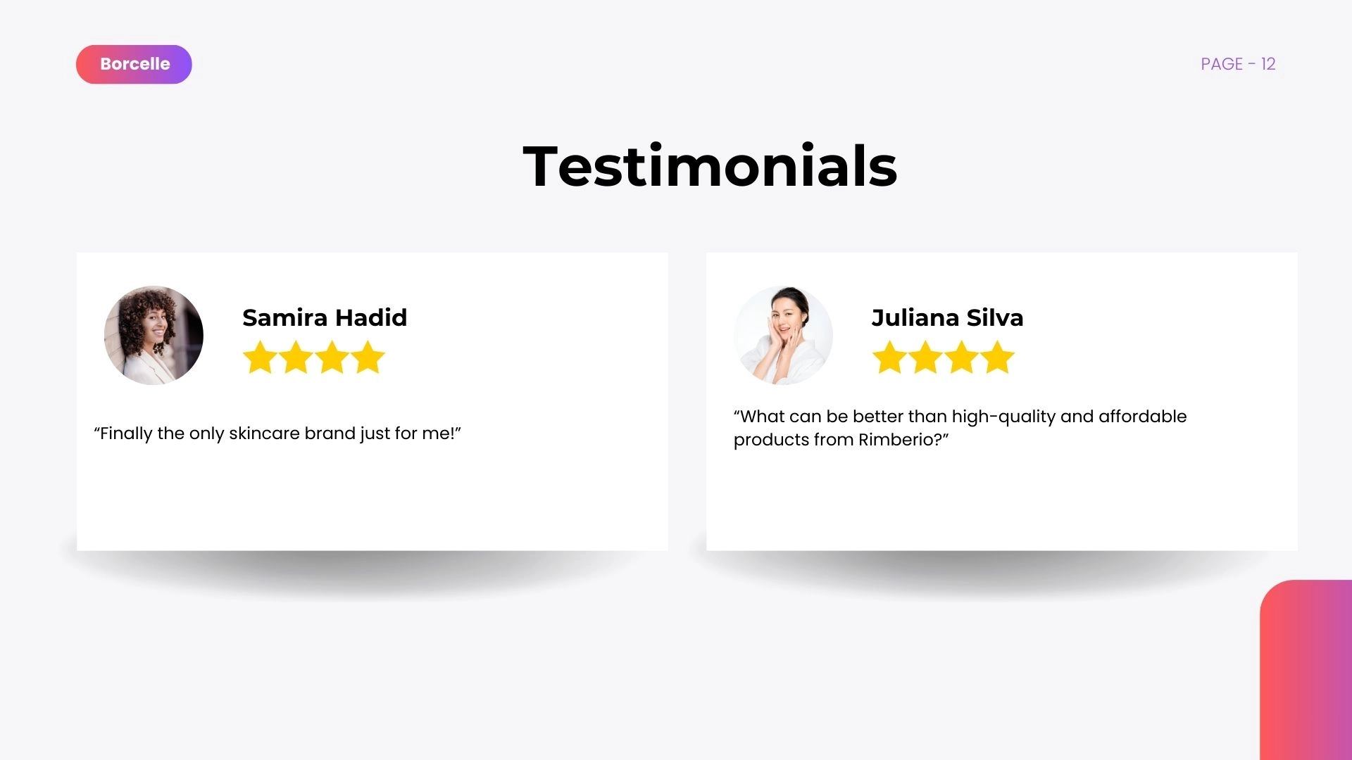 Company profile testimonials