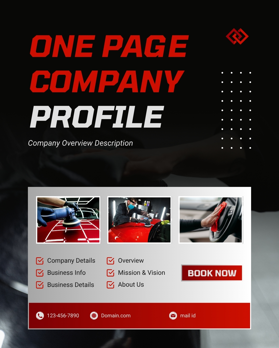 High-contrast one page company profile